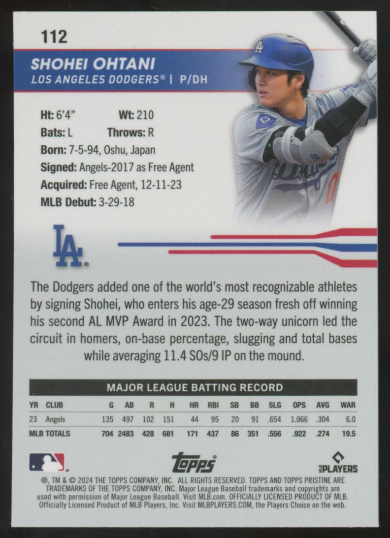 2024 Topps Pristine Shohei Ohtani Purple /99 #112