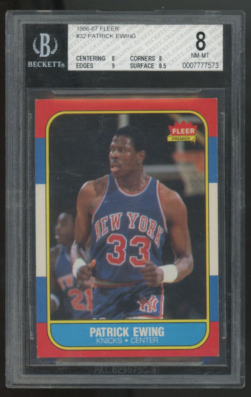 1986-87 Fleer Premier Patrick Ewing RC #32 BGS 8