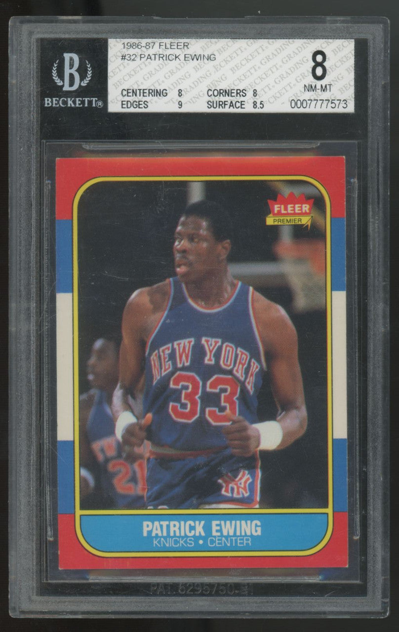 1986-87 Fleer Premier Patrick Ewing RC #32 BGS 8