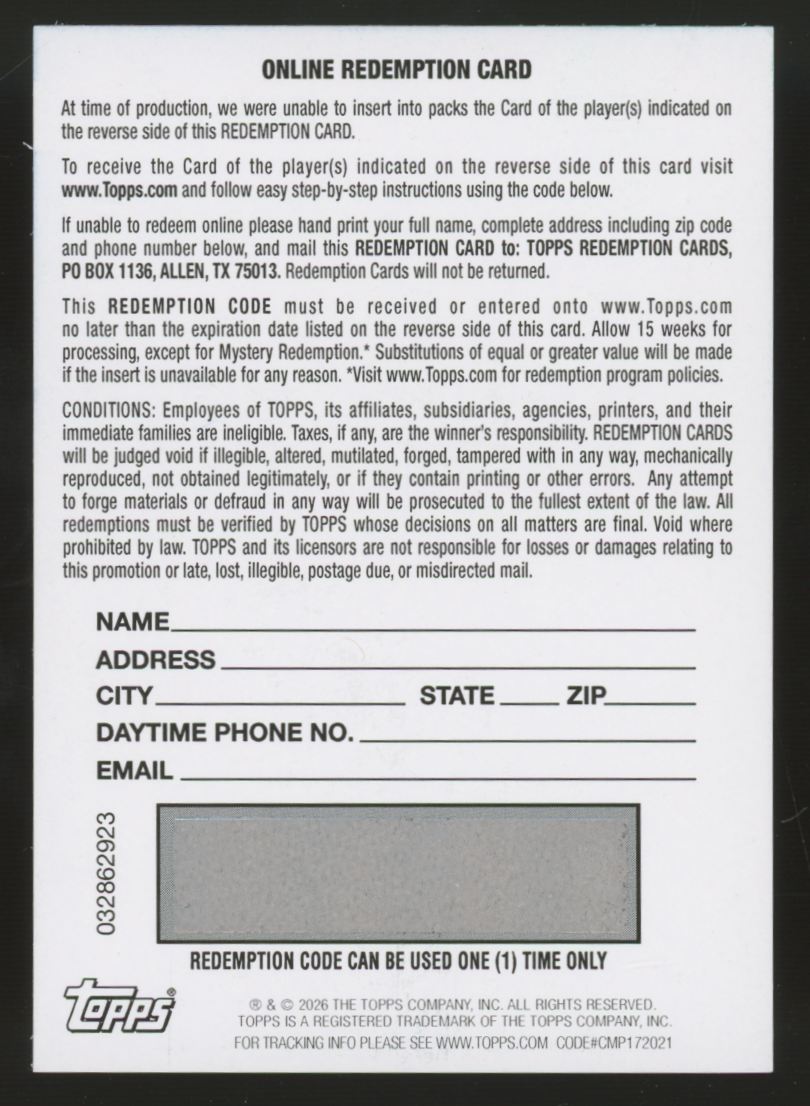 2026 Topps Chrome Cam Schlittler RC Green Geometric Auto /99 #RA-CSC Redemption