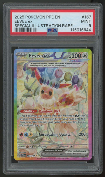 2025 Pokemon Eevee ex Prismatic Evolutions Special Illustration Rare #167 PSA 9