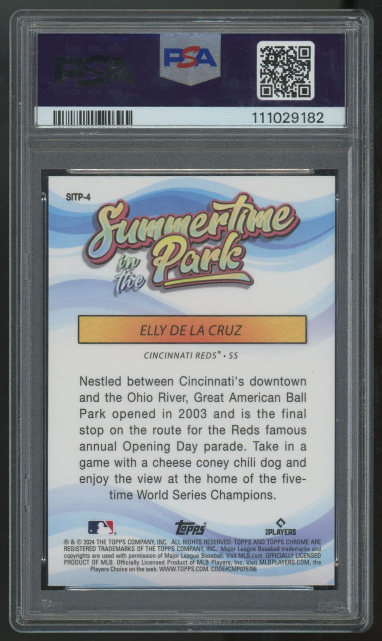2024 Topps Chrome Elly De La Cruz RC Summertime In The Park #SITP-4 PSA 10