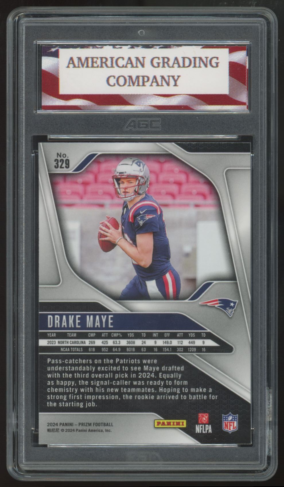 2024 Panini Prizm Drake Maye RC #329 AGC 10 *457