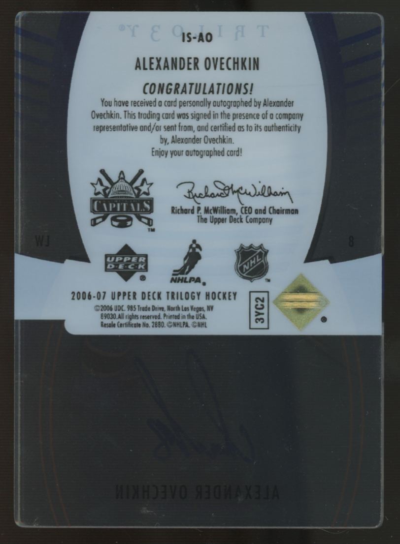 2006-07 Upper Deck Trilogy Alexander Ovechkin Ice Scripts Auto #IS-AO