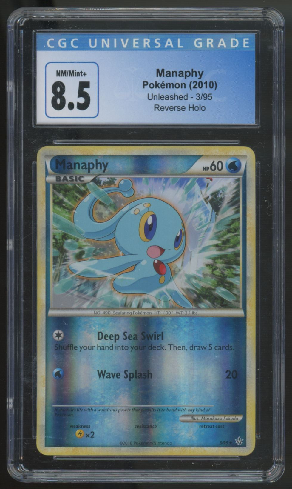 2010 Pokemon Manaphy Unleashed Reverse Holo #3 CGC 8.5