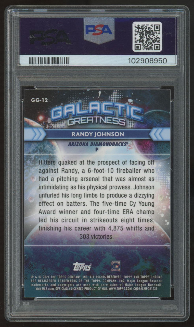 2024 Topps Chrome Cosmic Randy Johnson Galactic Greatness Orange /25 #12 PSA 9
