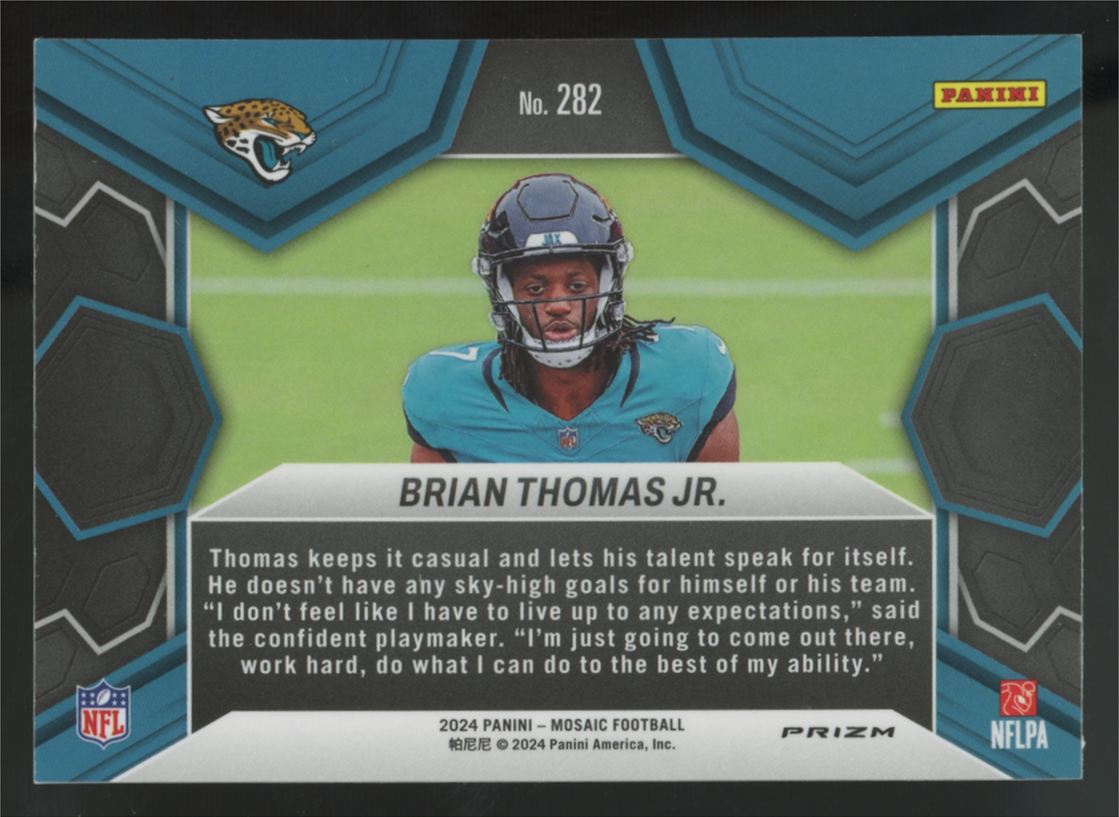 2024 Panini Mosaic Brian Thomas Jr. RC Debut Honeycomb SSP #282
