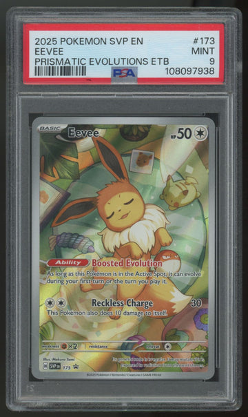 2025 Pokemon Eevee Prismatic Evolutions ETB Promo #173 PSA 9 (E)