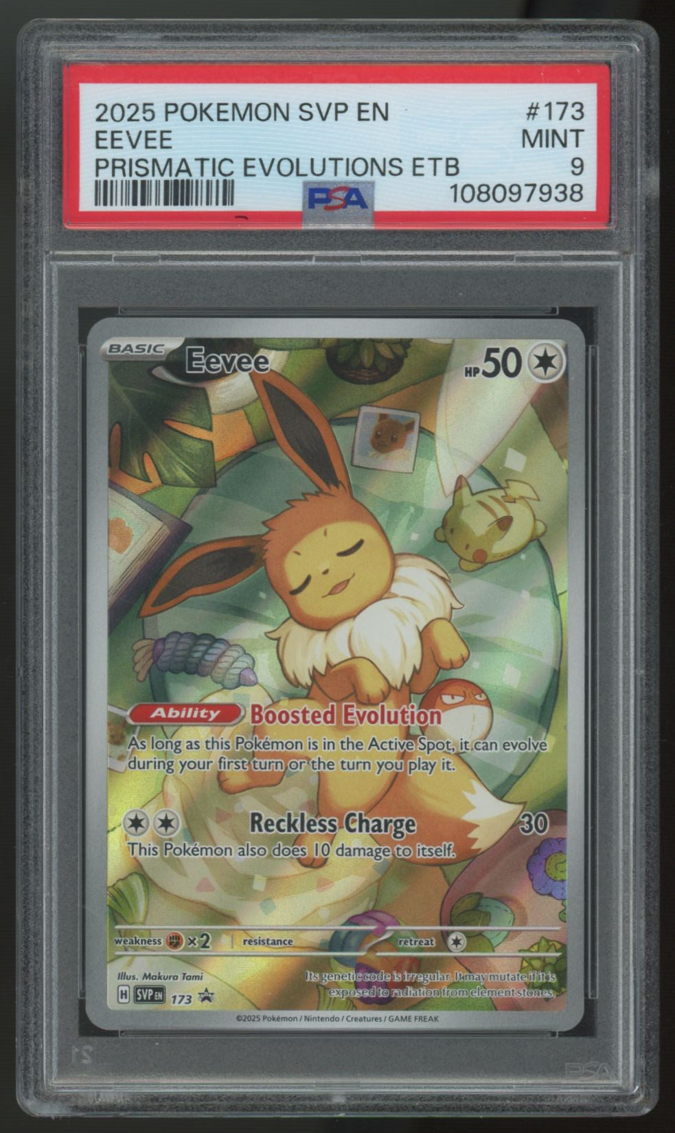 2025 Pokemon Eevee Prismatic Evolutions ETB Promo #173 PSA 9 (E)