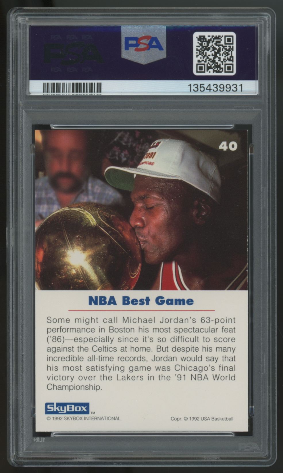 1992-93 Skybox Michael Jordan USA Basketball #40 PSA 9