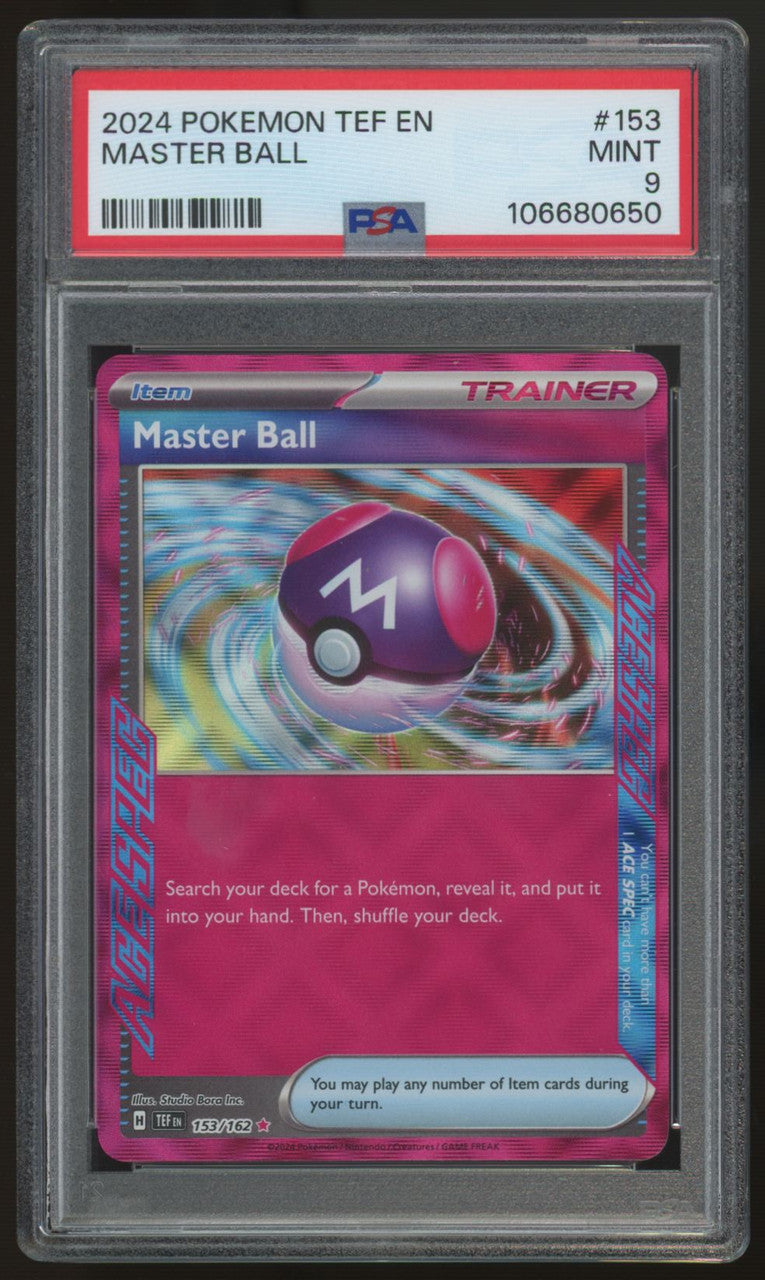 2024 Pokemon Master Ball Temporal Forces Ace Spec #153 PSA 9 (B)