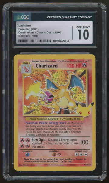2021 Pokemon Charizard Celebrations Classic Collection Holo #4 CGC 10