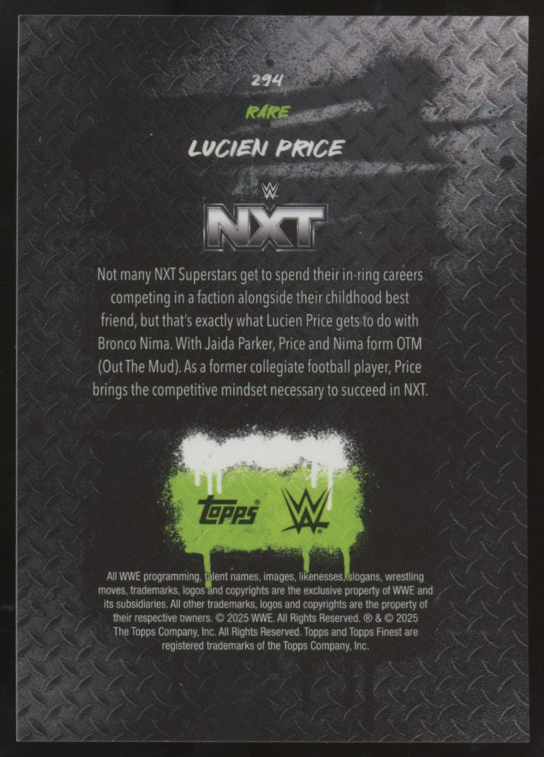 2025 Topps Finest WWE Lucien Price Rare Red/Black Vapor Refractor /10 #294