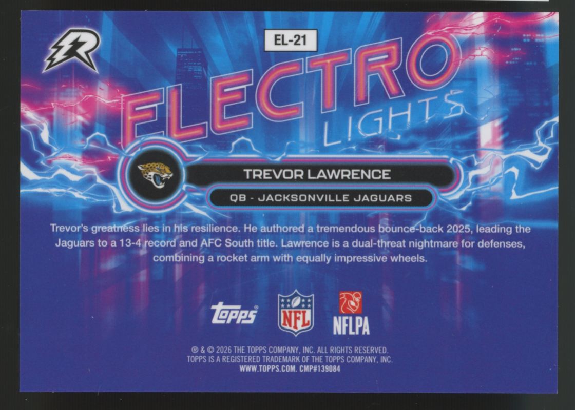 2025 Topps Resurgence Trevor Lawrence Electro Lights #EL-21