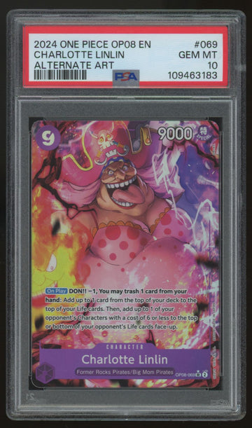 2024 One Piece Charlotte Linlin OP08 Alt Art #069 PSA 10