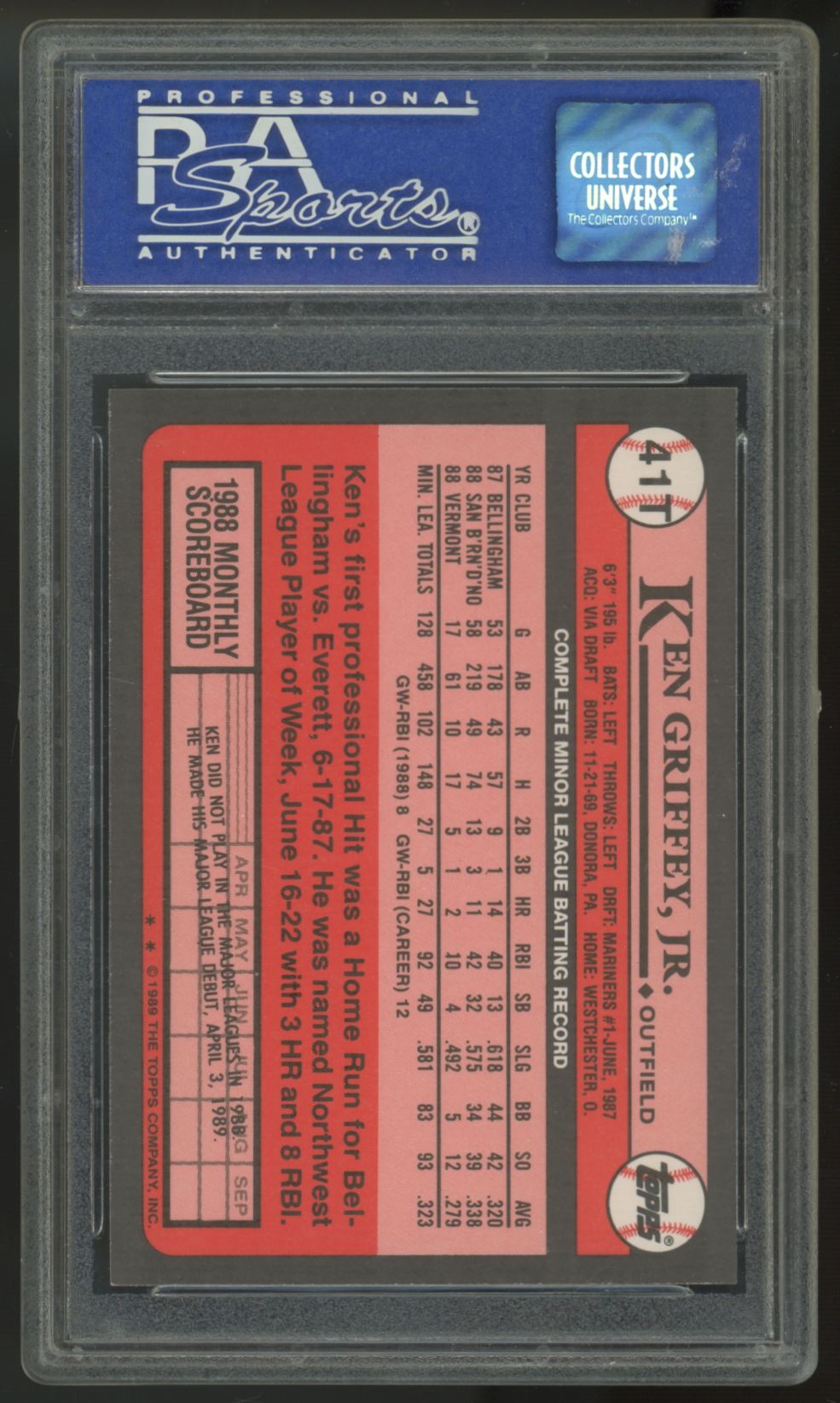 1989 Topps Traded Ken Griffey Jr. RC #41T PSA 9 *149