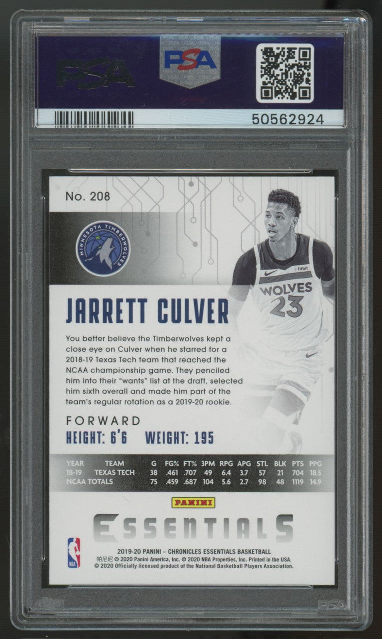 2019/20 Chronicles Essentials Jarrett Culver RC Pink #208 PSA 10
