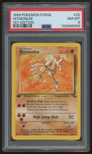 1999 Pokemon Hitmonlee Fossil 1st Edition #22 PSA 9