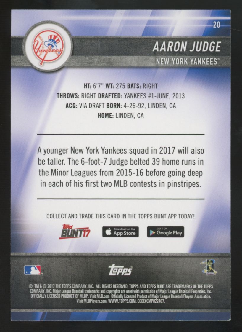 2017 Topps Bunt Aaron Judge RC #20
