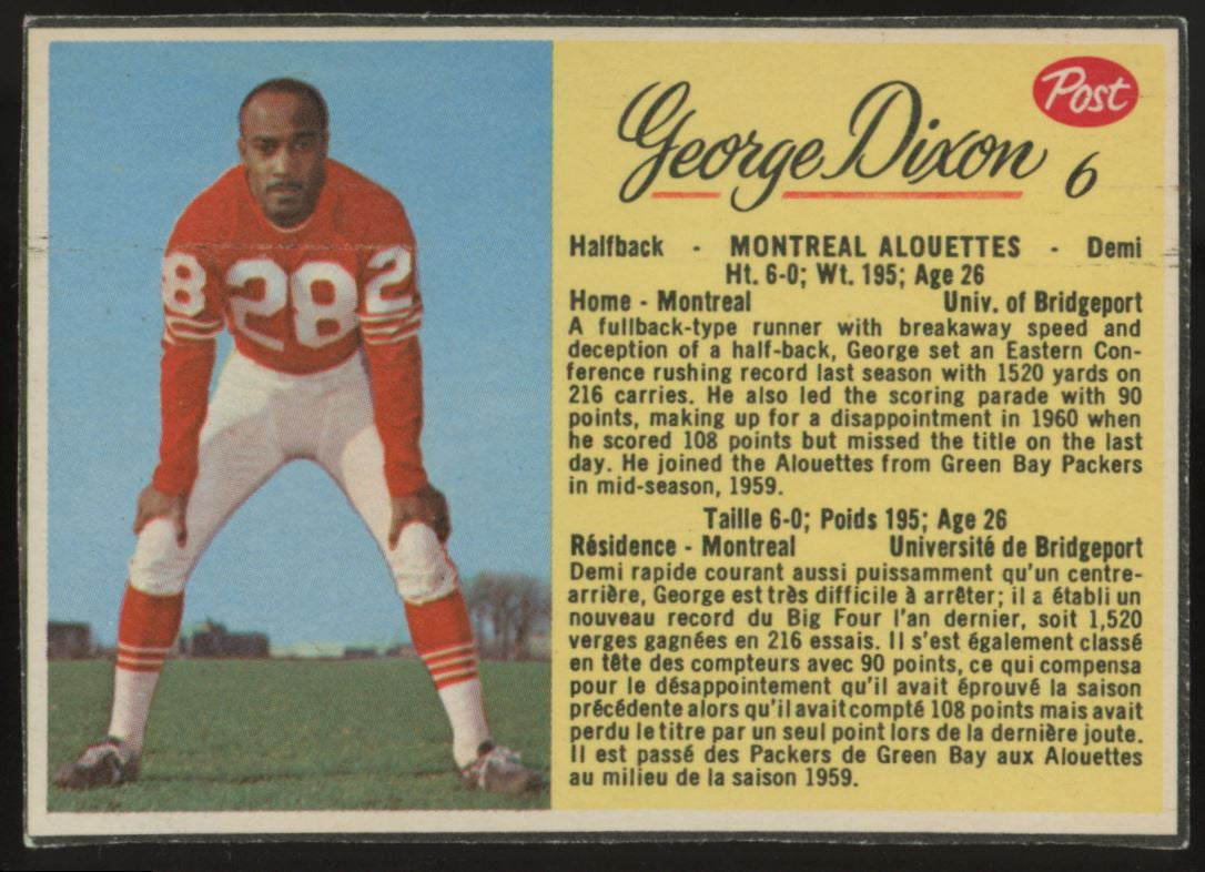 1963 Post CFL George Dixon Black Border SP #6 EX+