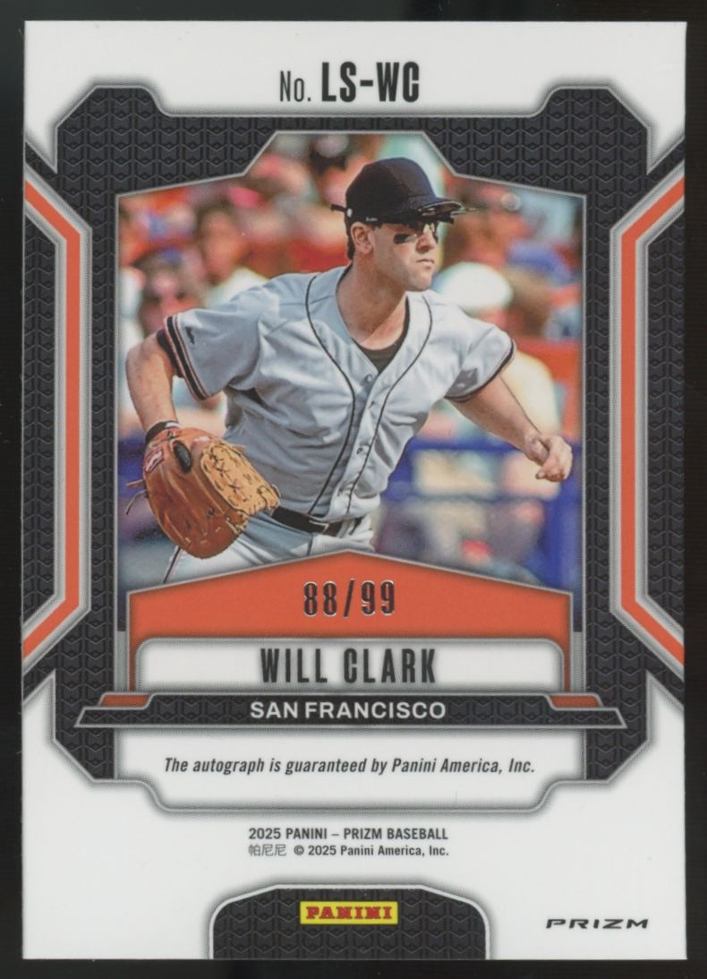 2025 Panini Prizm Will Clark Legendary Red Auto /99 #LS-WC
