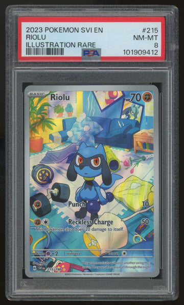 2023 Pokemon Riolu Scarlet & Violet Illustration Rare #215 PSA 8