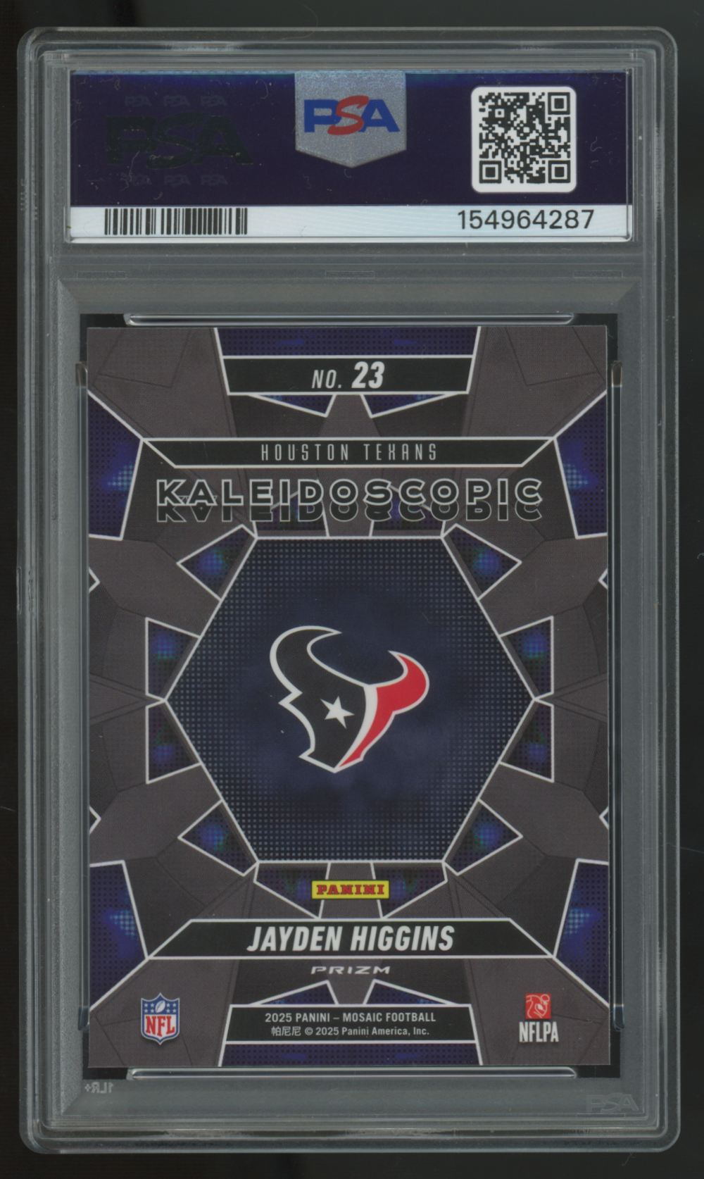 2025 Panini Mosaic Jayden Higgins RC Kaleidoscopic SSP #23 PSA 10