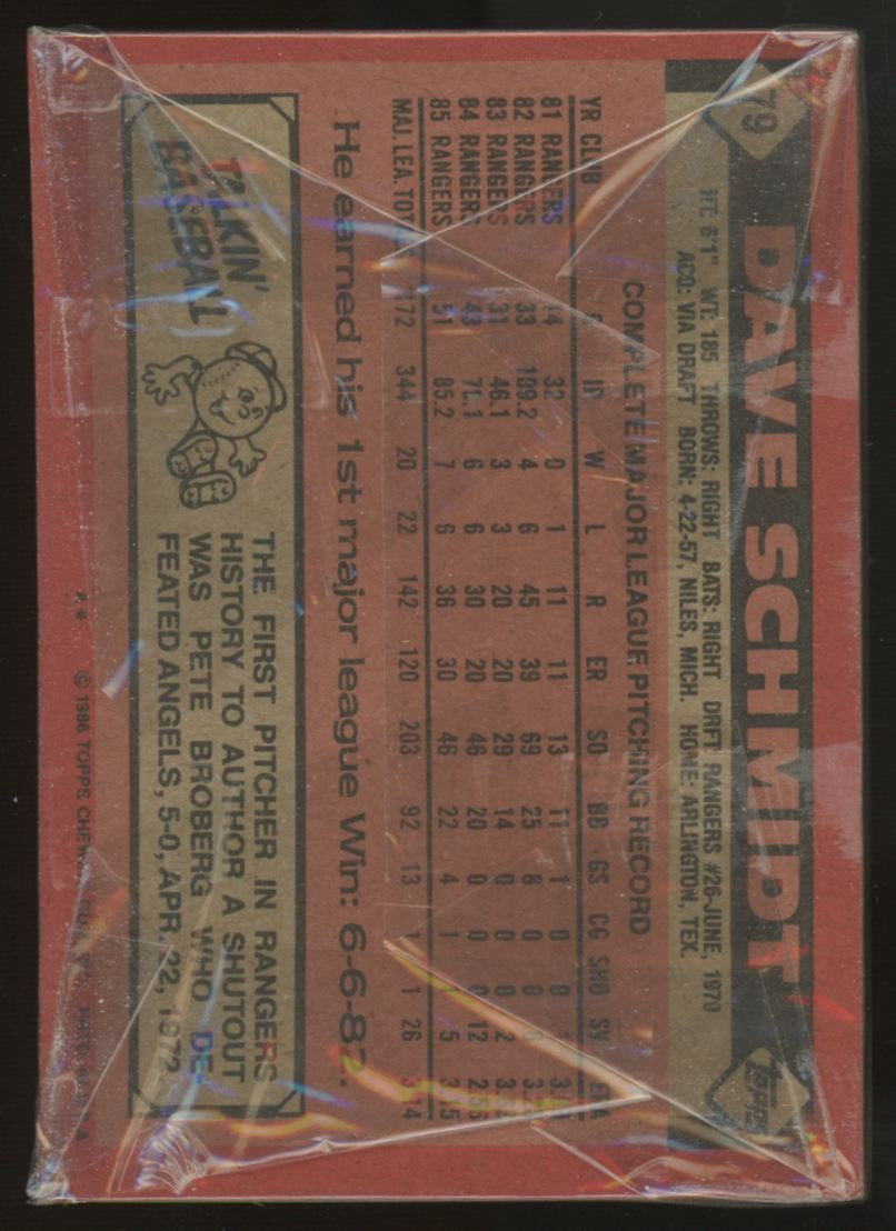 1986 Topps Grocery Cello Pack Sealed Wade Boggs On Front
