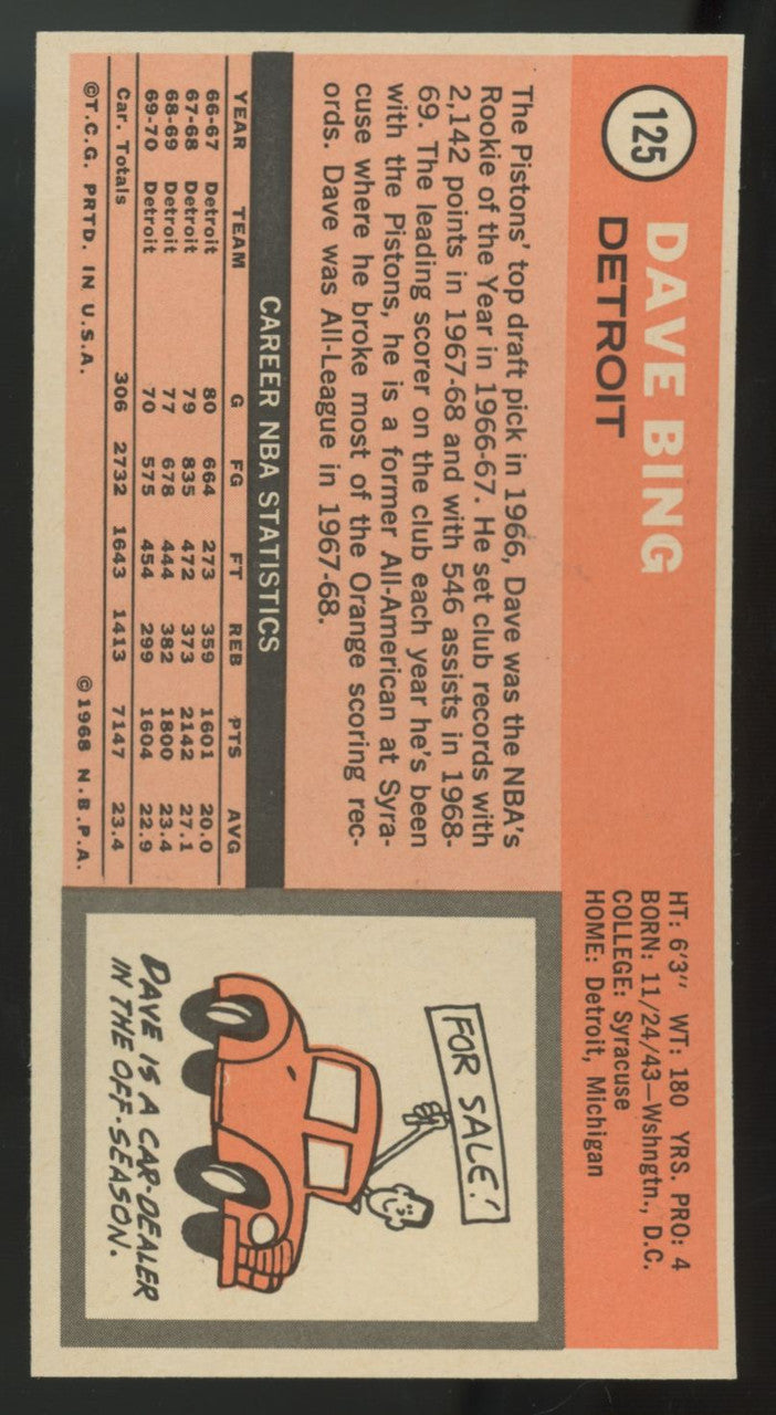 1970-71 Topps Dave Bing #125 NM "A"
