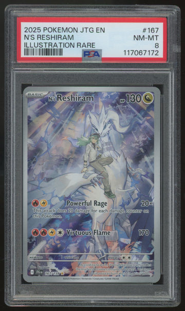 2025 Pokemon N's Reshiram Journey Together Illustration Rare #167 PSA 8