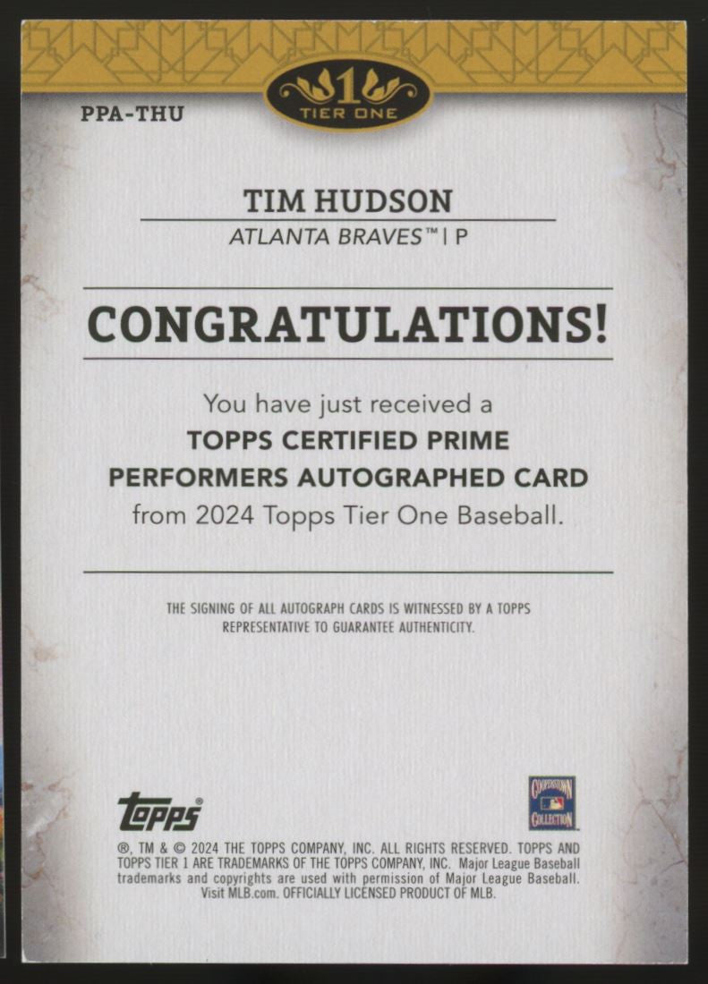 2024 Tier One Tim Hudson Prime Performers Auto Green /49 #PPA-THU
