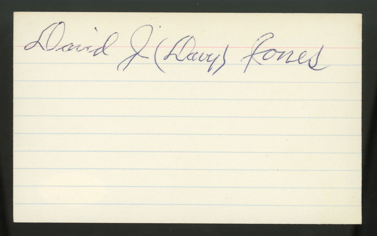 David Davy Jones Signed Autographed Index Card JSA (d. 1972)