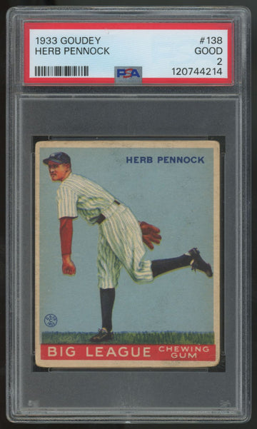 1933 Goudey Herb Pennock #138 PSA 2