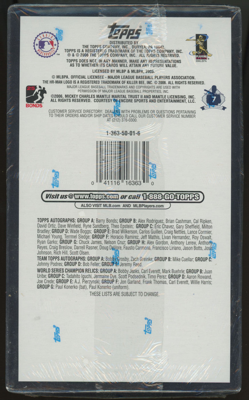 2006 Topps Baseball Series 1 Hobby Box Factory Sealed