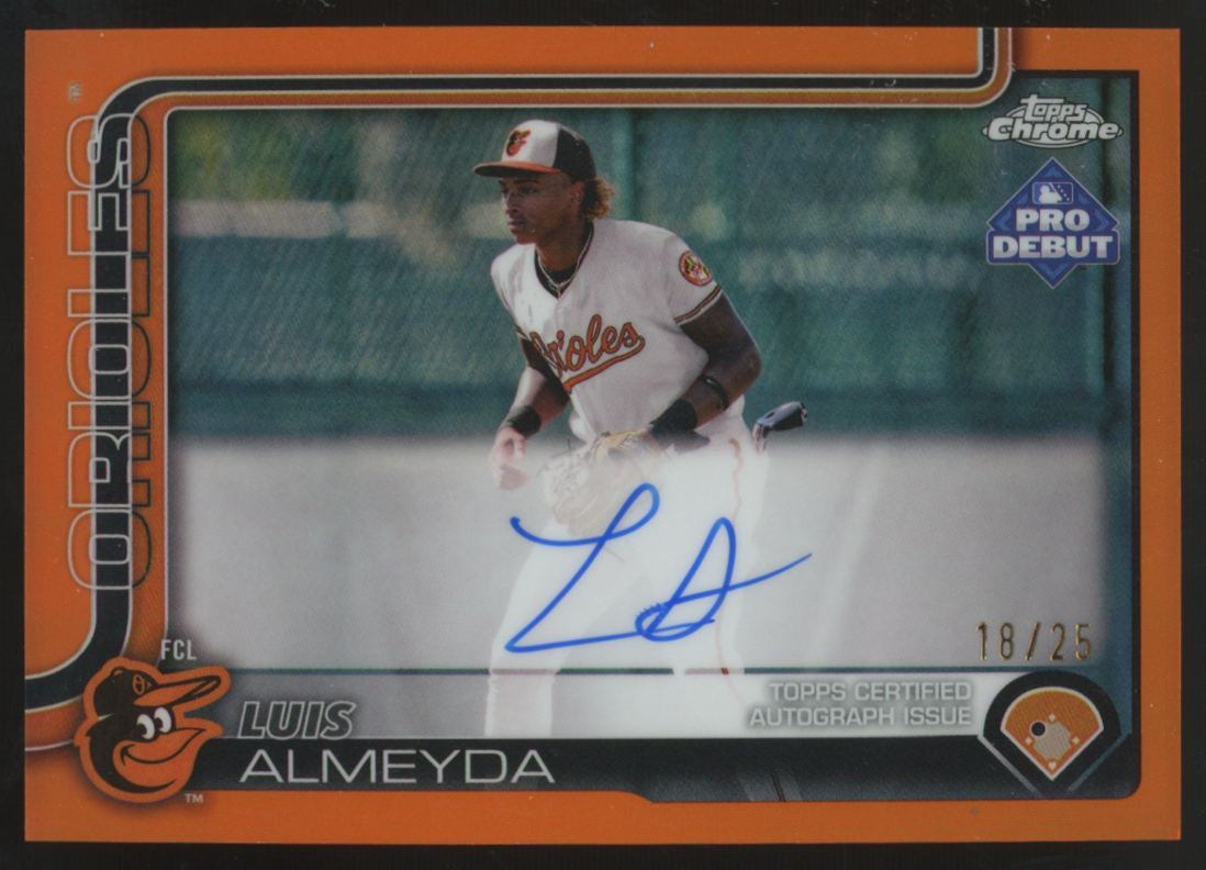 2025 Topps Chrome Pro Debut Luis Almeyda Orange Lava Auto /25 #PDC-49