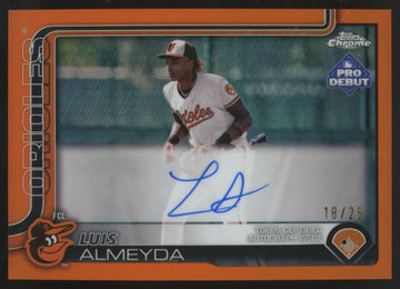 2025 Topps Chrome Pro Debut Luis Almeyda Orange Lava Auto /25 #PDC-49
