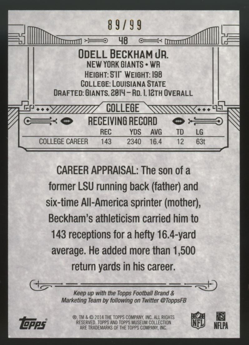 2014 Museum Collection Odell Beckham Jr. RC Blue /99 #48