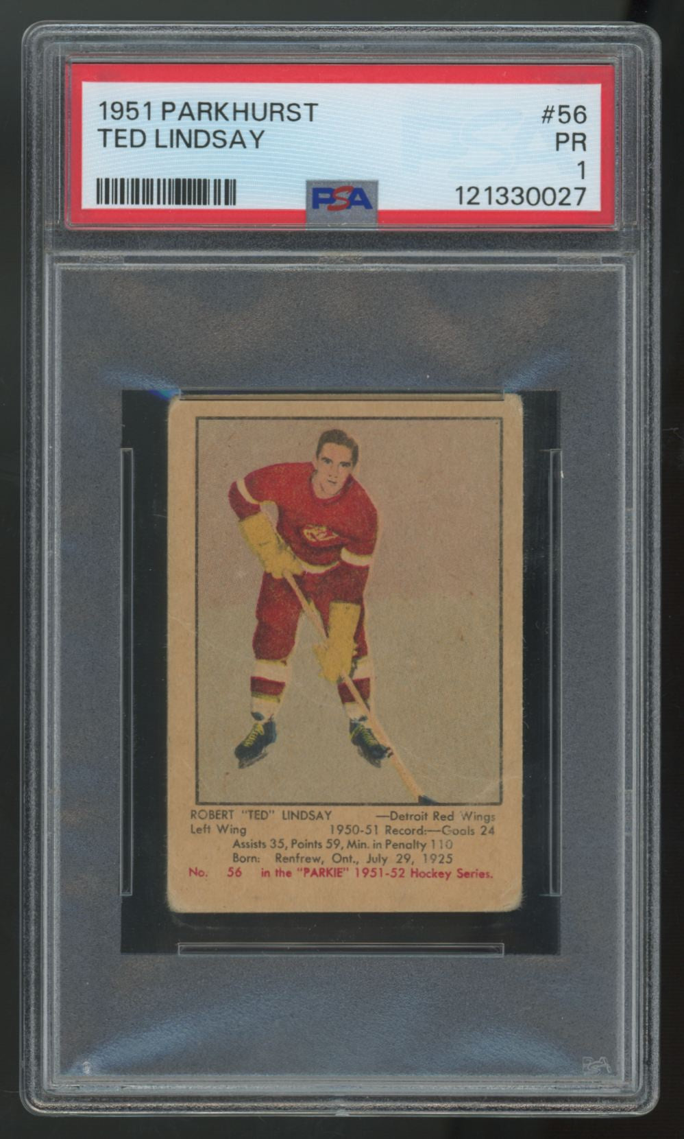 1951-52 Parkhurst Ted Lindsay RC #56 PSA 1