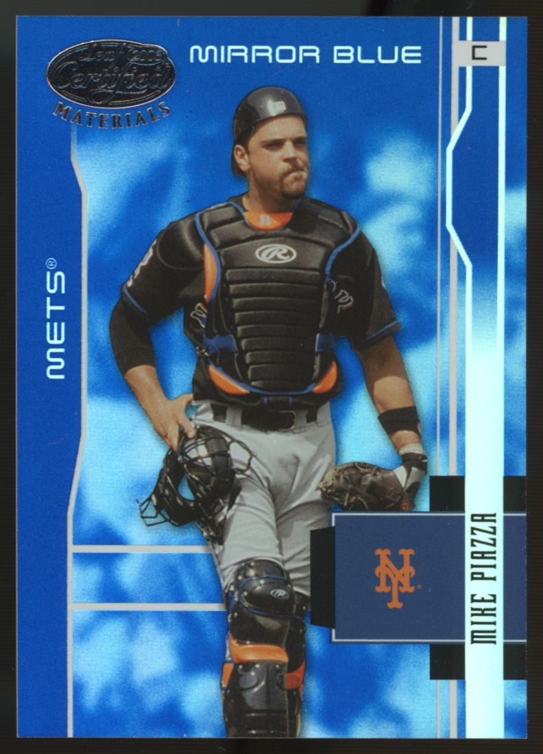 2003 Donruss Leaf Mike Piazza Certified Materials Mirror Blue /50 #117