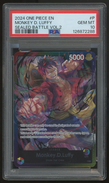 2024 One Piece Monkey D. Luffy Sealed Battle Vol. 2 Promo #P PSA 10
