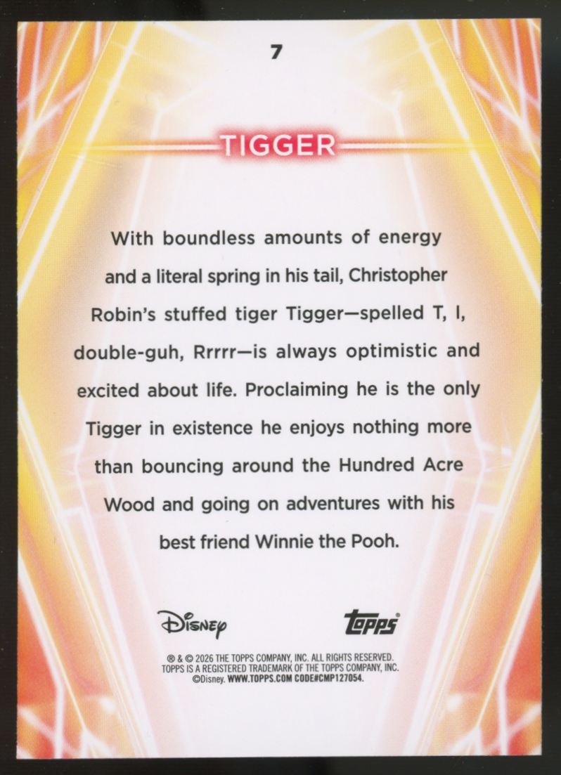 2026 Topps Disney Neon Tigger Gold /50 #7