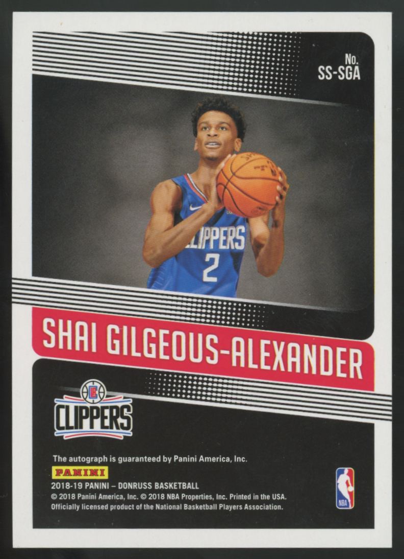 2018-19 Donruss Shai Gilgeous-Alexander RC Significant Auto #SS-SGA *READ*