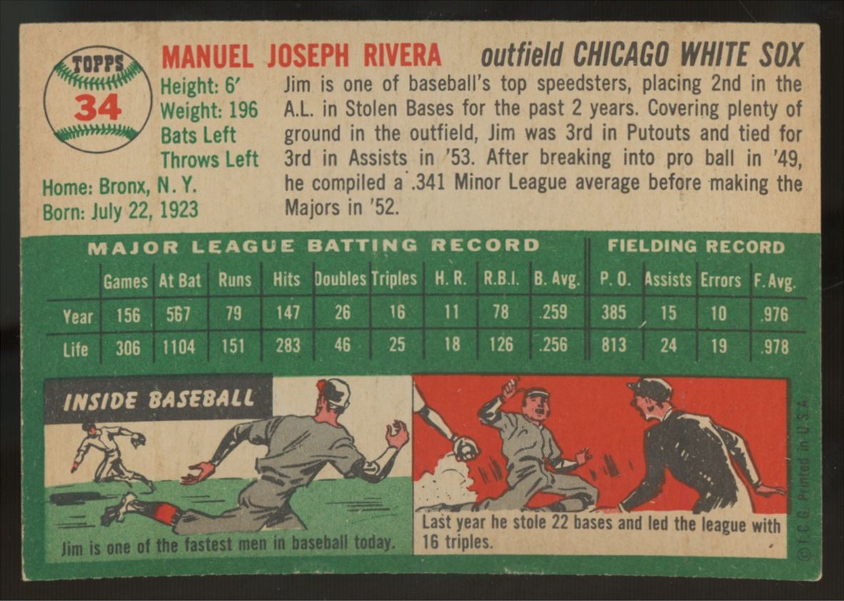 1954 Topps Jim Rivera #34 NM