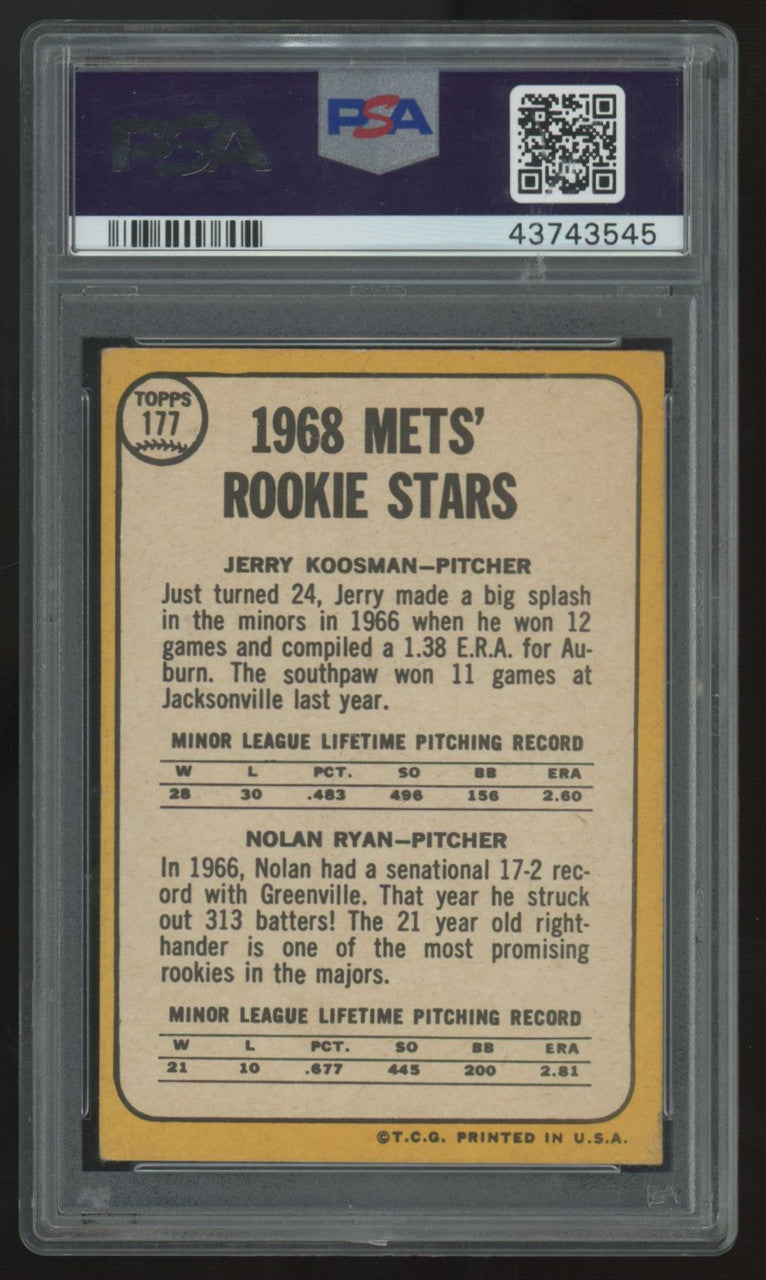 1968 Topps Jerry Koosman/Nolan Ryan RC Rookie Stars #177 PSA 3.5