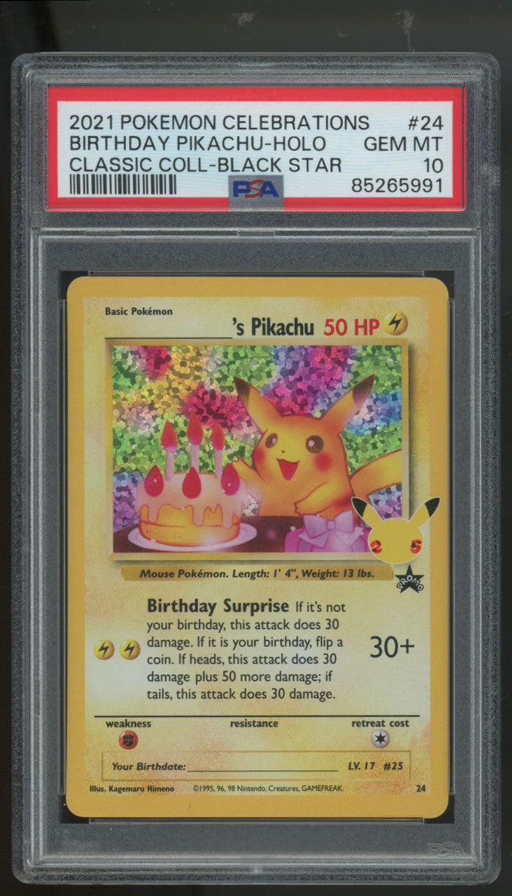 2021 Pokemon Birthday Pikachu Classic Collection Holo #24 PSA 10