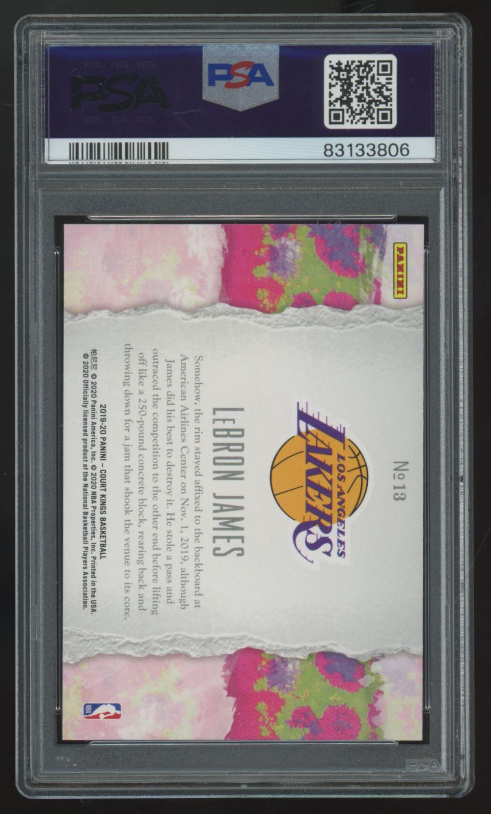 2019-20 Panini Court Kings LeBron James Points In The Paint #13 PSA 10