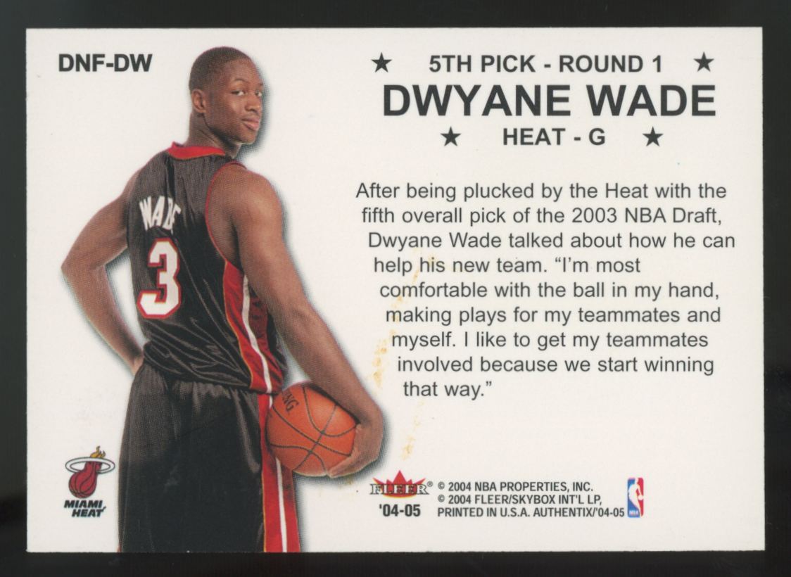 2004-05 Fleer Authentx Dwyane Wade Draft Night Flashback #DNF-DW