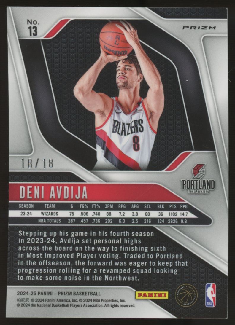 2024/25 Prizm Basketball Deni Avdija Lotus Flower Prizm /18 #13