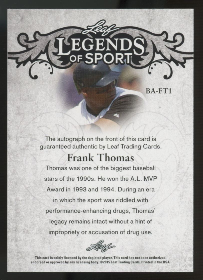 2015 Leaf Legends Of Sport Frank Thomas Red Auto /5 #BA-FT1