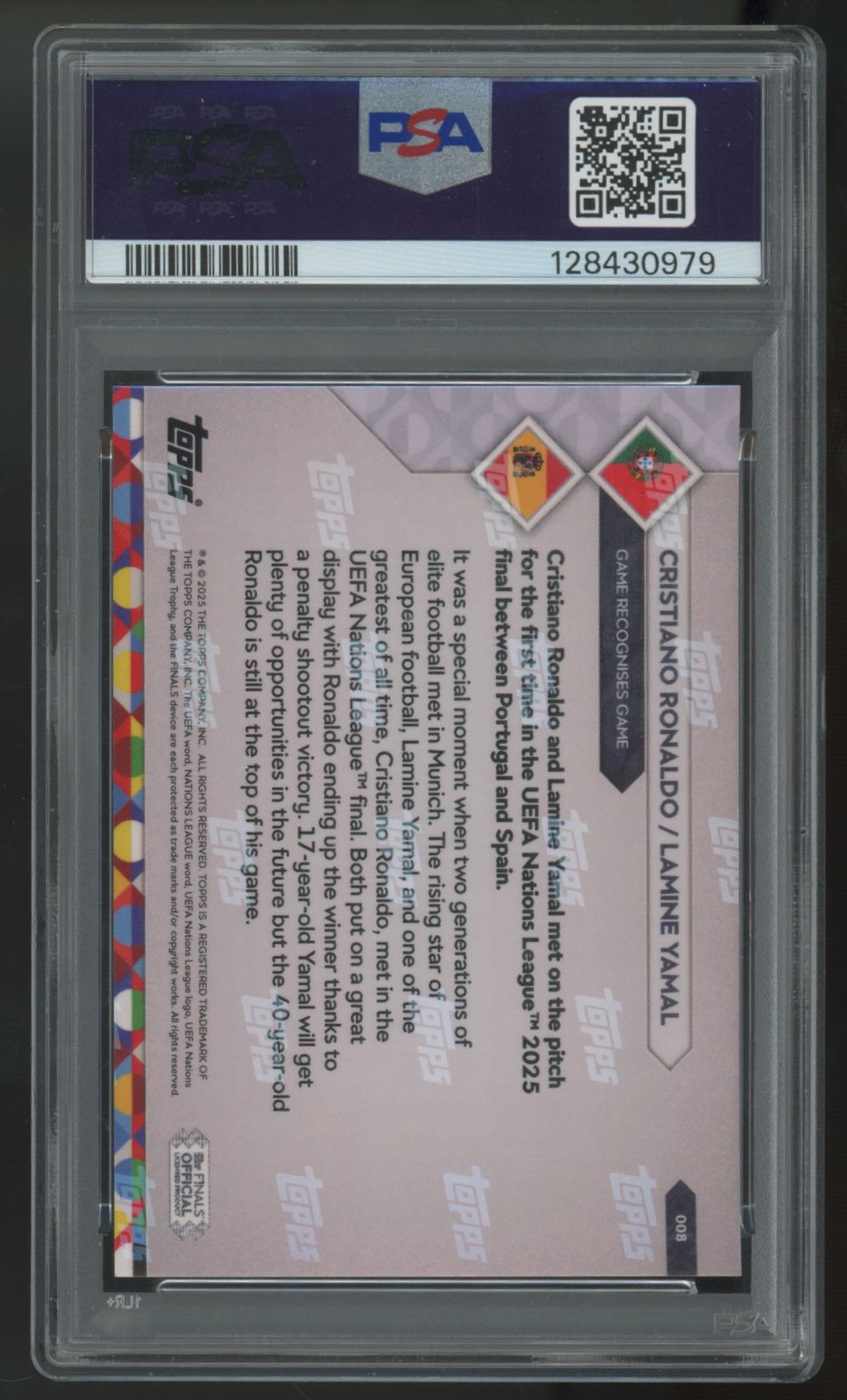 2025 Topps Now Cristiano Ronaldo/Lamine Yamal UEFA Nations League #8 PSA 10